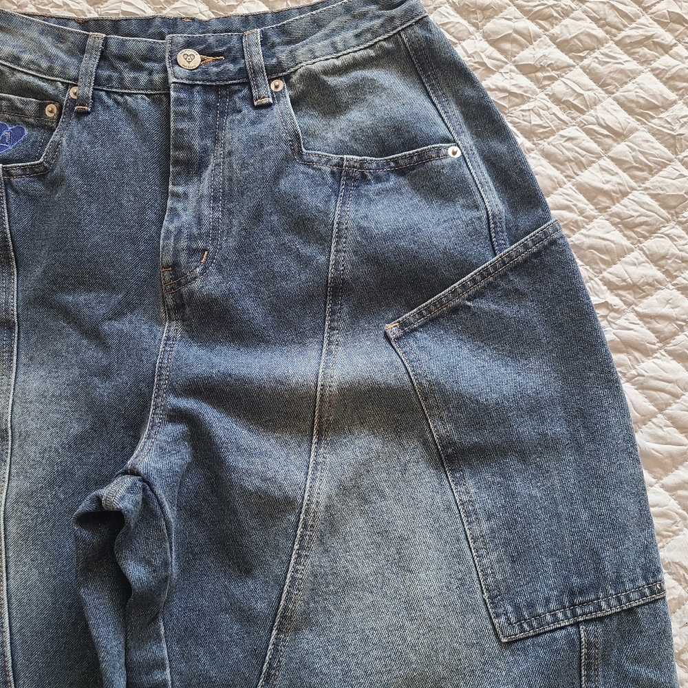 Aelfric Eden UNISEX Y2K-inspired Hip-Hop Bold Wide Leg Relaxed Style Jeans Sz 30 - Picture 3 of 12